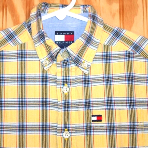 Tommy Hilfiger Kids Plaid Short Sleeve Shirt - Size 7 - Picture 1 of 5